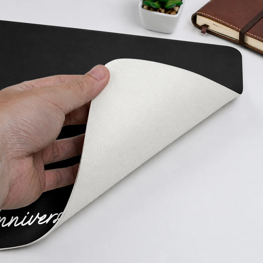 Art Design,Custom Photo,Gift For Men,Gift For Yourself,Gifts For Him,Happy,Photo - Pencil Sketch - Dark BG,Top Market - Anniversary Gift For Husband Boyfriend - Personalized Custom Photo Pencil Sketch Couple Portrait Leather Desk Mat