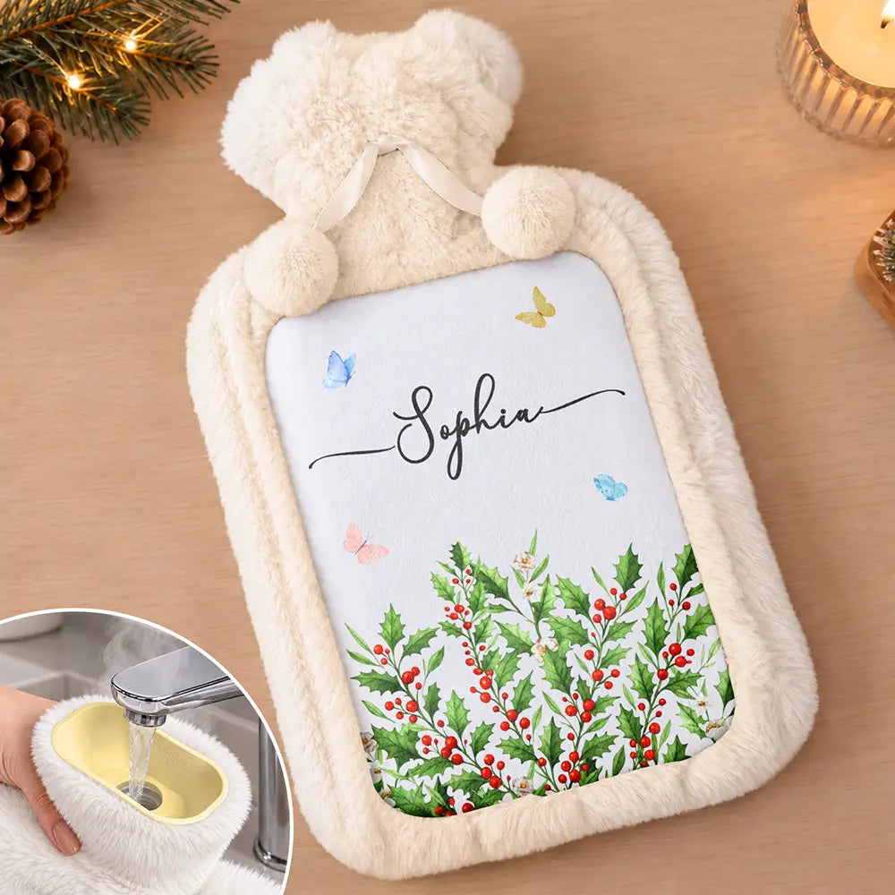 Christmas, Confident, Gift For Women, Gift For Yourself, Gifts For Her, Vector - Birthday, Christmas Gift For Her, Daughter, Mom, Friends - Personalized Birth Flower And Name Hot Water Bottle