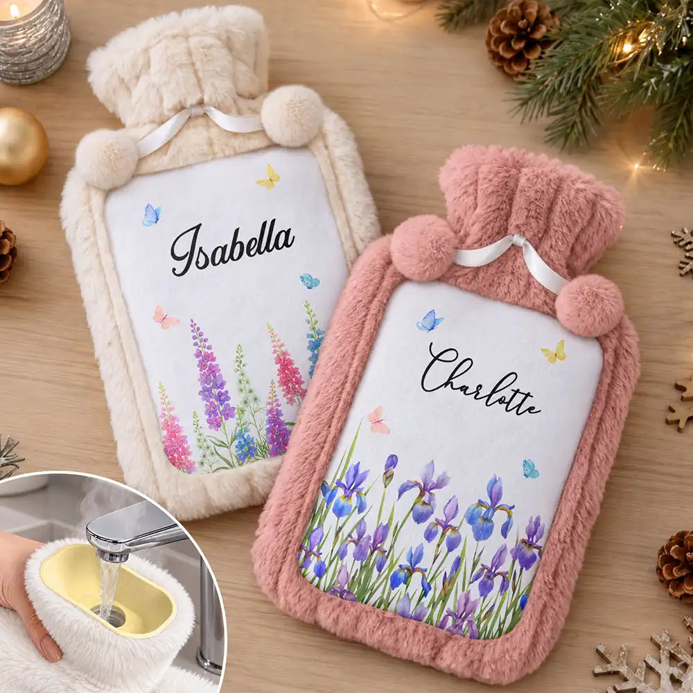 Christmas, Confident, Gift For Women, Gift For Yourself, Gifts For Her, Vector - Birthday, Christmas Gift For Her, Daughter, Mom, Friends - Personalized Birth Flower And Name Hot Water Bottle