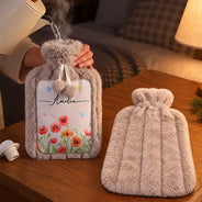 Christmas, Confident, Gift For Women, Gift For Yourself, Gifts For Her, Vector - Birthday, Christmas Gift For Her, Daughter, Mom, Friends - Personalized Birth Flower And Name Hot Water Bottle