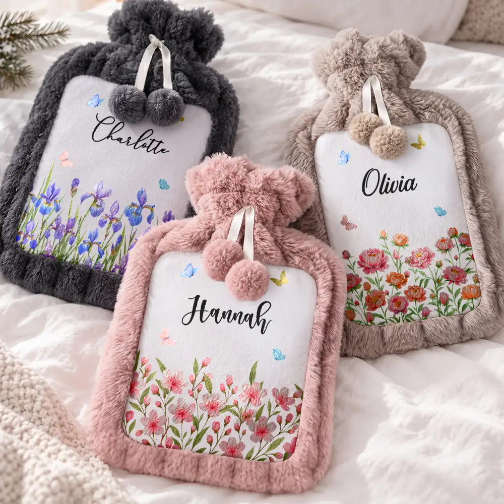Christmas, Confident, Gift For Women, Gift For Yourself, Gifts For Her, Vector - Birthday, Christmas Gift For Her, Daughter, Mom, Friends - Personalized Birth Flower And Name Hot Water Bottle