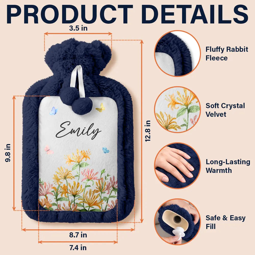 Christmas, Confident, Gift For Women, Gift For Yourself, Gifts For Her, Vector - Birthday, Christmas Gift For Her, Daughter, Mom, Friends - Personalized Birth Flower And Name Hot Water Bottle