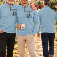 Art Design,Custom Photo,Gift For Grandpa,Gifts For Him,Happy,Photo - Pencil Sketch - Remove BG - Gift For Grandpa Papa - Personalized Custom Photo Pencil Sketch Grandkids Names Quarter Zip Sweatshirt