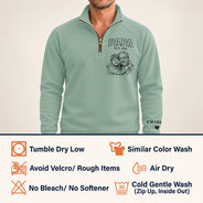 Art Design,Custom Photo,Gift For Grandpa,Gifts For Him,Happy,Photo - Pencil Sketch - Remove BG - Gift For Grandpa Papa - Personalized Custom Photo Pencil Sketch Grandkids Names Quarter Zip Sweatshirt