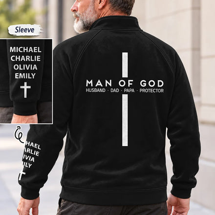 Pride Christian Gifts For Men, Husband, Dad - Personalized Man Of God Quarter Zip Sweatshirt