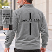 Custom Text,Gift For Grandpa,Gifts For Him,Happy - Pride Christian Gifts For Men, Husband, Dad - Personalized Man Of God Quarter Zip Sweatshirt