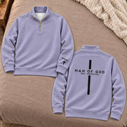 Custom Text,Gift For Grandpa,Gifts For Him,Happy - Pride Christian Gifts For Men, Husband, Dad - Personalized Man Of God Quarter Zip Sweatshirt