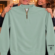 Custom Text,Gift For Grandpa,Gifts For Him,Happy - Pride Christian Gifts For Men, Husband, Dad - Personalized Man Of God Quarter Zip Sweatshirt