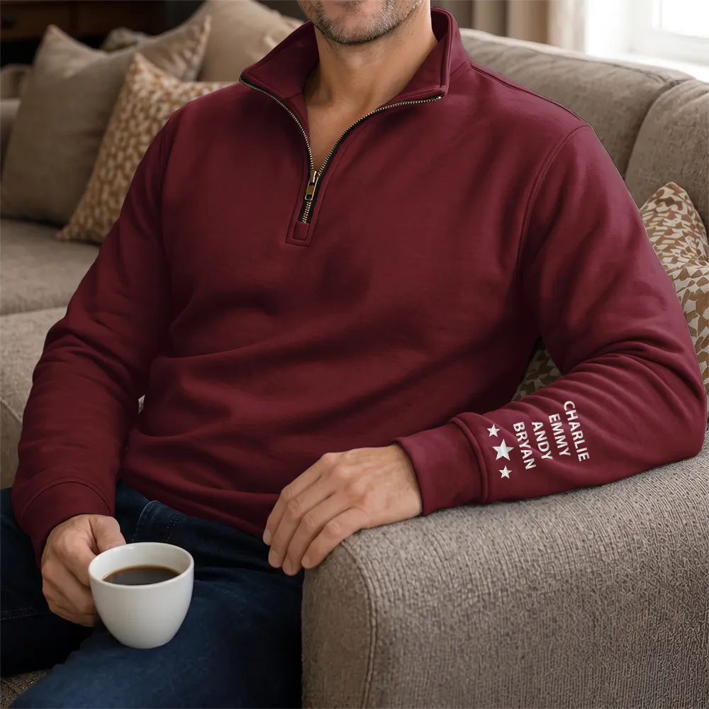 Car,Custom Text,Gift For Men,Gift For Yourself,Gifts For Him,Happy,Truck - Vintage Gift For Him, Dad, Husband, Grandpa - Personalized Classic Car Limited Edition Quarter Zip Sweatshirt