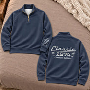 Car,Custom Text,Gift For Men,Gift For Yourself,Gifts For Him,Happy,Truck - Vintage Gift For Him, Dad, Husband, Grandpa - Personalized Classic Car Limited Edition Quarter Zip Sweatshirt