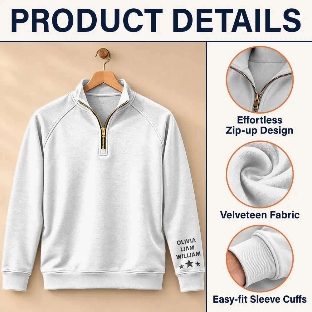 Car,Custom Text,Gift For Men,Gift For Yourself,Gifts For Him,Happy,Truck - Vintage Gift For Him, Dad, Husband, Grandpa - Personalized Classic Car Limited Edition Quarter Zip Sweatshirt