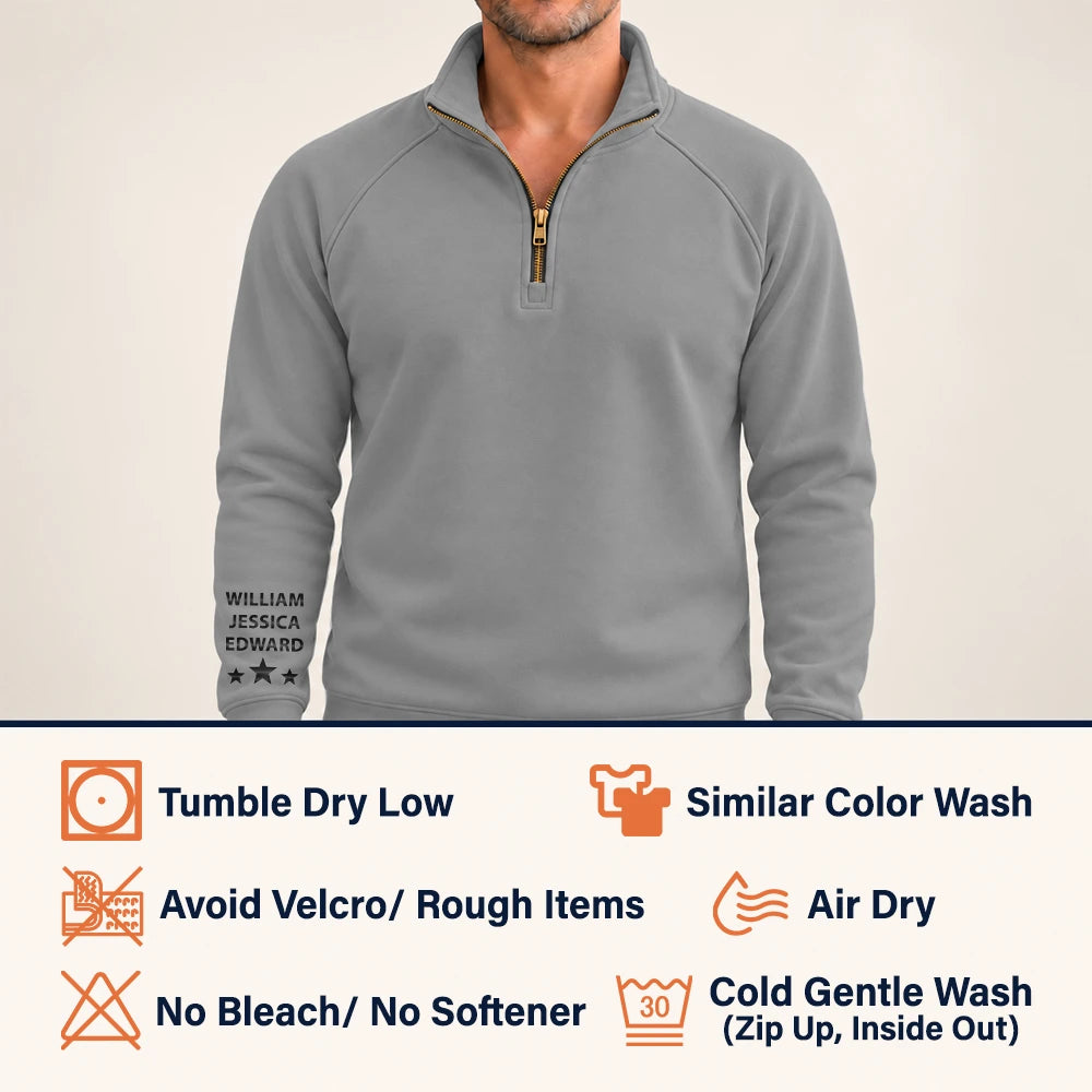 Car,Custom Text,Gift For Men,Gift For Yourself,Gifts For Him,Happy,Truck - Vintage Gift For Him, Dad, Husband, Grandpa - Personalized Classic Car Limited Edition Quarter Zip Sweatshirt