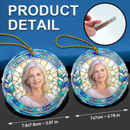 Art Design,Christmas,Custom Photo,Family,Memorial,Memorial Loved One,Photo - Stained Glass,Sympathetic - Memorial Sympathy Gift For Lost Of Loved One - Personalized Custom Photo Forever In Our Hearts Circle Glass Ornament