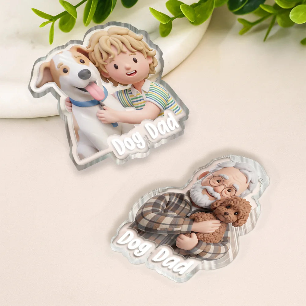 Art Design,Christmas,Custom Photo,Pet Lovers,Photo - Clay Effect Doll,Playful  -Gift For Pet Lover - Personalized Custom Photo Clay Effect Character With Name Acrylic Magnet