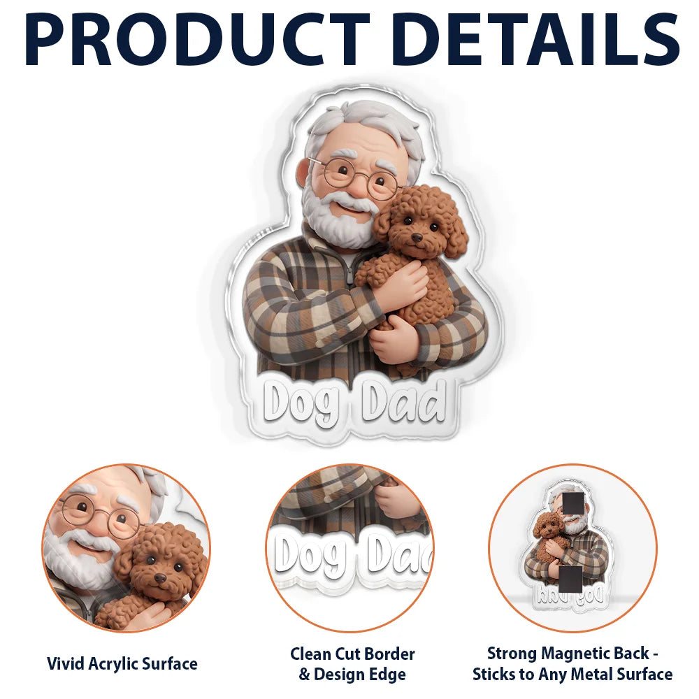 Art Design,Christmas,Custom Photo,Pet Lovers,Photo - Clay Effect Doll,Playful  -Gift For Pet Lover - Personalized Custom Photo Clay Effect Character With Name Acrylic Magnet