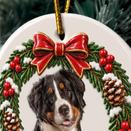 Christmas,Custom Photo,Memorial,Pet Lovers,Pet Memorial,Remove BG Photo,Sentimental - Christmas Memorial Gift For Pet Lovers - Personalized Custom Photo Pet Portrait 3D Embossed Circle Ceramic Ornament