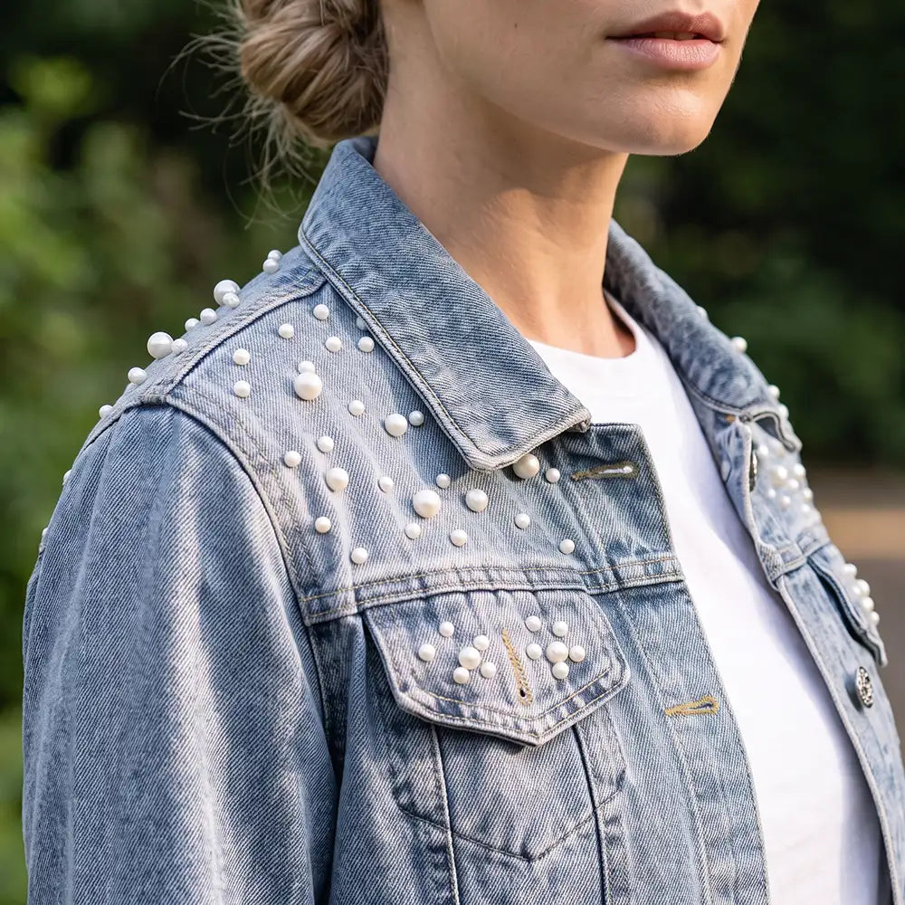 Christmas, Confident, Football, Gift For Mother, Gifts For Her, Sport Mom, Vector - Gift For Football Mom - Personalized American Football Mom With Kid Name And Number Denim Jacket