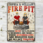 Music Gets Played Fire Pit - Camping Couple - Personalized Custom Classic Metal Signs