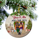 Couples You & Me And The Fur Babies - Christmas Gift For Dog Lovers And Cat Lovers - Personalized Custom Circle Ceramic Ornament