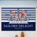 Gift For Couples,Gift For Husband,Gift For Wife,Gift For Boyfriend,Gift For Girlfriend,Happy - Nautical Boat Lovers - Personalized Doormat