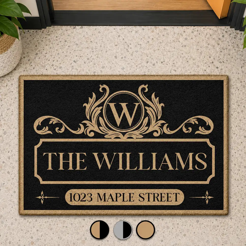 Family Monogram With Address Vintage Decor - Personalized Doormat