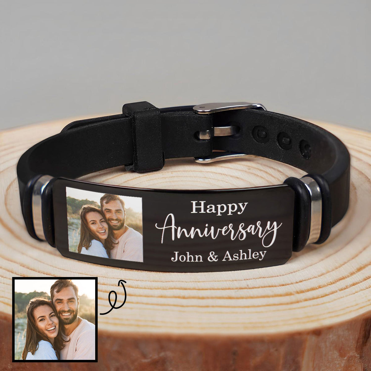 Custom Photo Best Mom Dad Ever - Gift For Family, Siblings, Friends - Personalized Wristband Bracelet