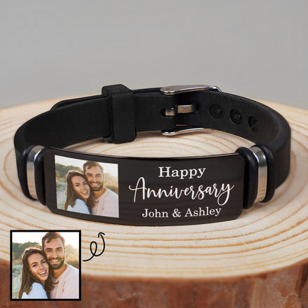 Custom Photo Best Mom Dad Ever - Gift For Family, Siblings, Friends - Personalized Wristband Bracelet