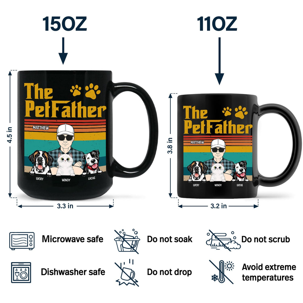 The Dog Father - Gift For Dog Dad, Dog Lovers - Personalized Black Mug