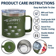 Papa Fishing - Personalized 14oz Stainless Steel Tumbler With Handle