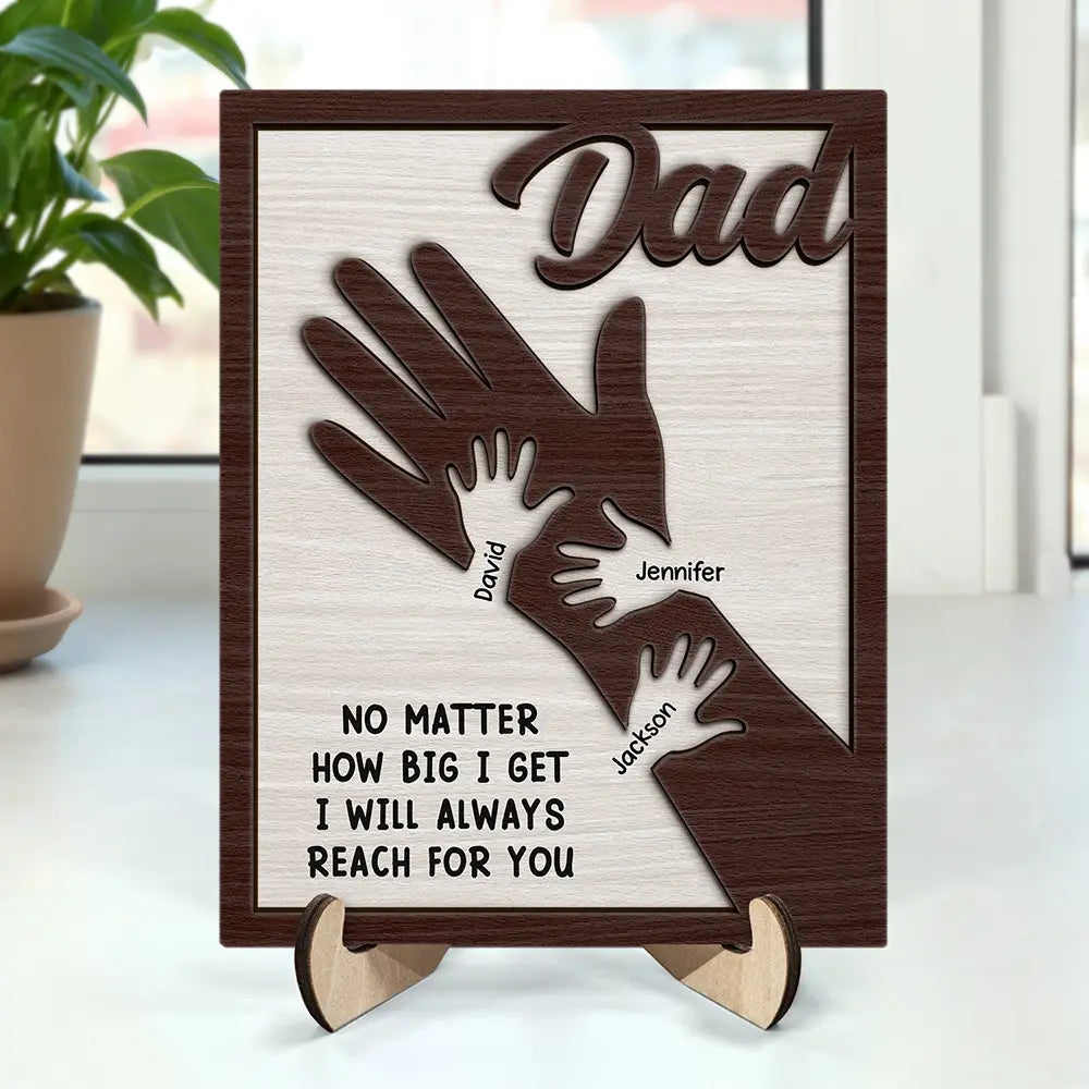 We Hold Our Hands Together And Forever - Personalized 2-Layered Wooden Plaque With Stand