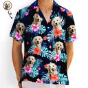 Custom Photo Dark Tropical Flowers - Personalized Hawaiian Shirt
