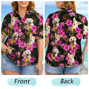 Custom Photo Dark Tropical Flowers - Personalized Hawaiian Shirt