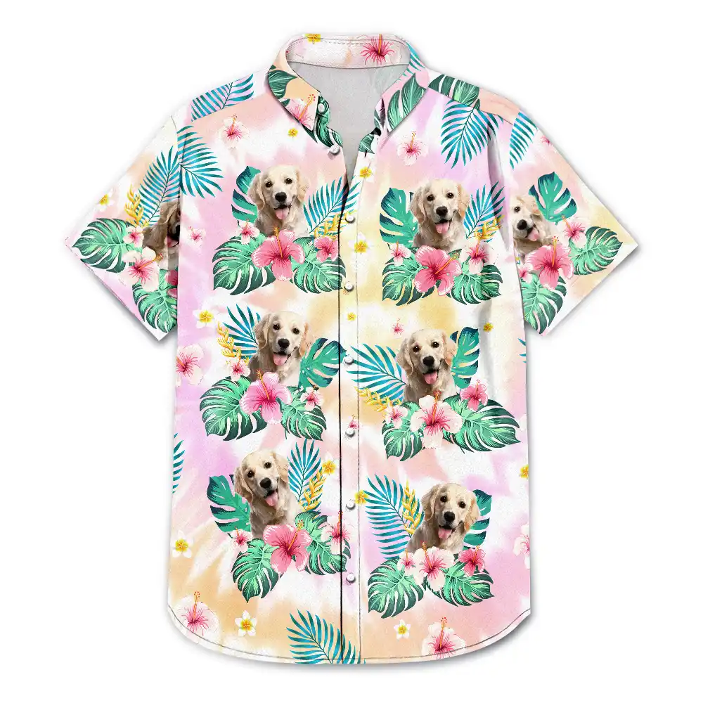 Custom Photo Tie Dye Pet Face - Personalized Hawaiian Shirt