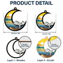 Sleeping Cat On The Moon Ver 2 - Personalized Window Hanging Suncatcher Ornament