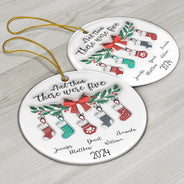 And The There Were Family Christmas - 3D Inflated Effect Printed Ornament, Personalized Circle Ceramic Ornament