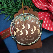 Family - Family Christmas Stocking - Personalized Circle Glass Ornament