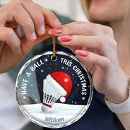 Gift For Yourself, Gift For Kids, Women, Men - Have A Ball This Christmas Kids Sport Ball - Personalized Circle Glass Ornament