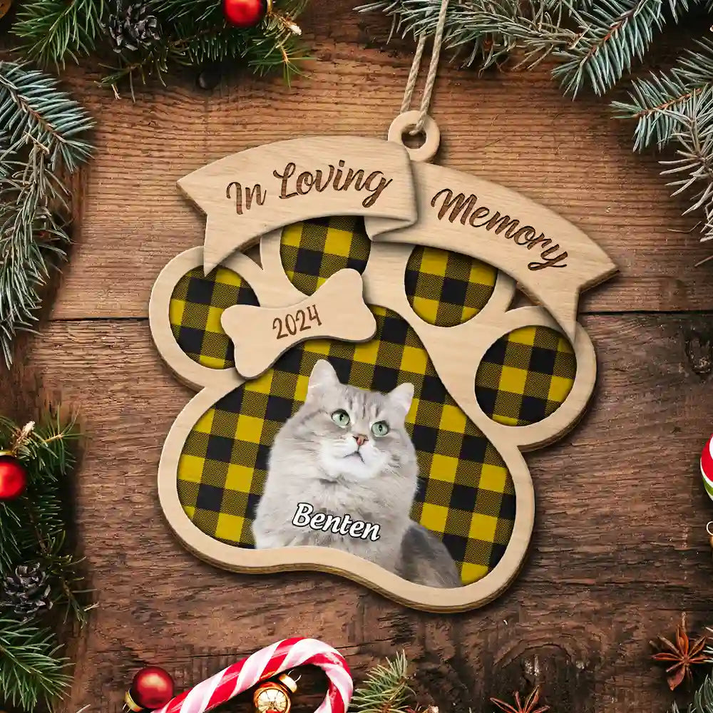 Christmas,Custom Photo,Memorial,Pet Lovers,Sad - Custom Photo In Loving Memory Pet - Personalized Custom Shaped Wooden Ornament