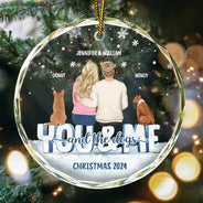 Couple, Dog Couple - You And Me And The Dogs - Personalized Circle Glass Ornament