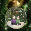 Gift For Couples, Gift For Husband, Gift For Wife, Gift For Boyfriend, Gift For Girlfriend - I'm Yours No Returns Or Refunds Cartoon - Personalized Glass Ornament