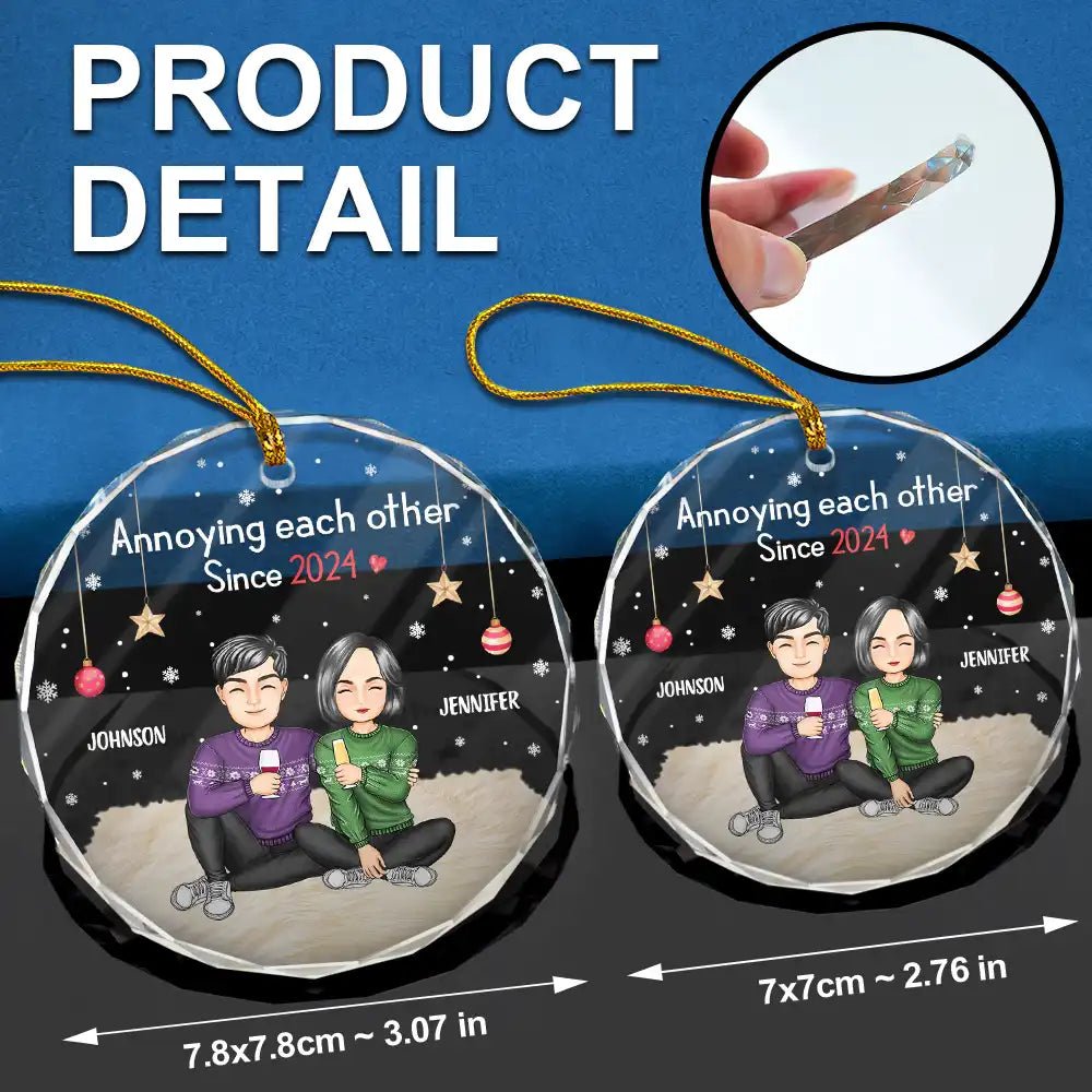 Gift For Couples, Gift For Husband, Gift For Wife, Gift For Boyfriend, Gift For Girlfriend - I'm Yours No Returns Or Refunds Cartoon - Personalized Glass Ornament