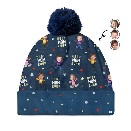 Custom Photo Best Dad Ever Ver 2 - Personalized Bobble Beanie Hat