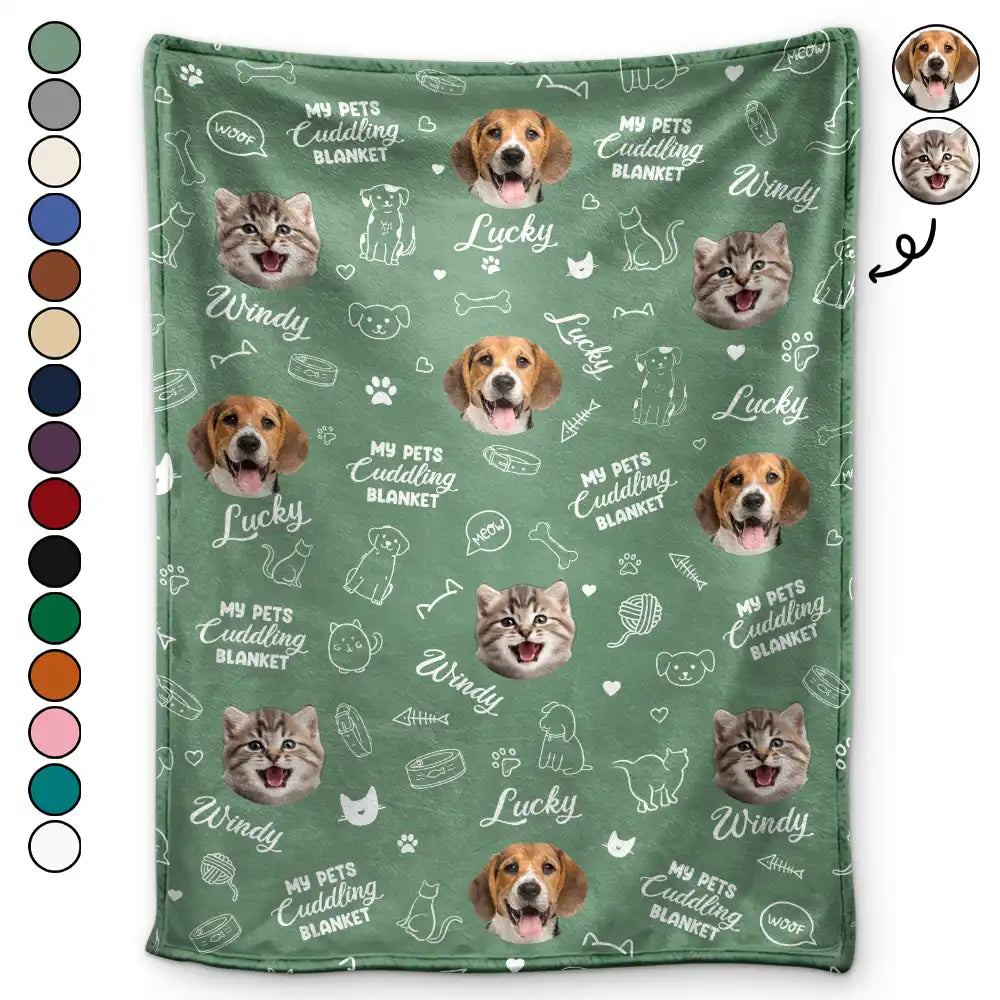 Custom Photo My Cat Cuddling Blanket - Personalized Fleece Blanket, Sherpa Blanket