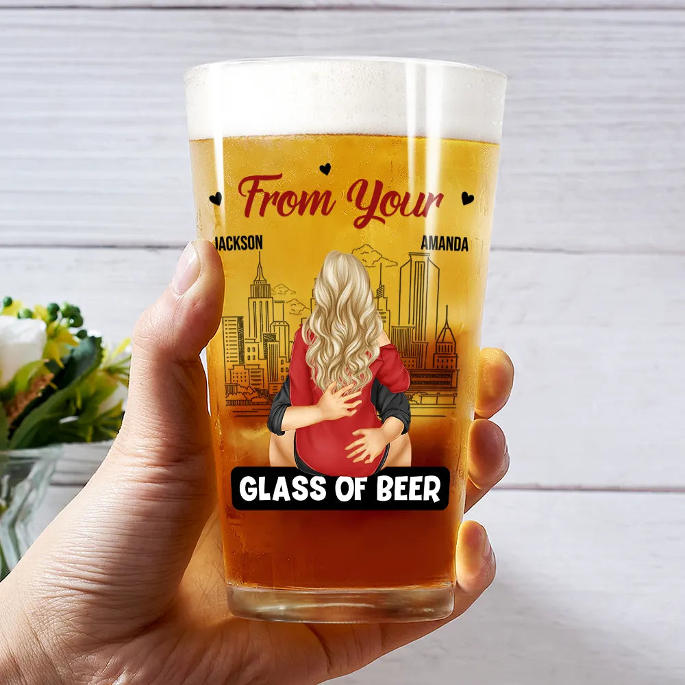 Gift For Couples, Gift For Husband, Gift For Boyfriend - Couple Glass Of Beer Always By Your Side - Personalized Beer Glass