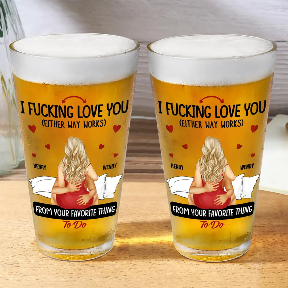 Couple Loving You Either Way Works - Personalized Beer Glass