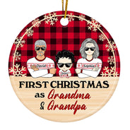 First Christmas As Grandma & Grandpa - Christmas Gift For Family - Personalized Custom Circle Ceramic Ornament