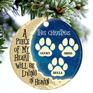 Merry Christmas A Piece Of My Heart - Memorial Gift For Pet Lovers - Christmas Gift - Personalized Custom Circle Ceramic Ornament