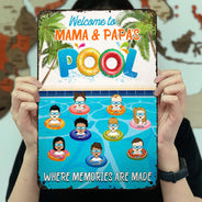 Family Swimming Pool Where Memories Are Made - Pool Decoration - Personalized Custom Classic Metal Signs