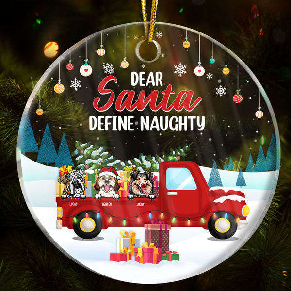 Define Naughty Family Dog Cat - Christmas Gift For Dog Lovers & Cat Lovers - Personalized Custom Circle Acrylic Ornament