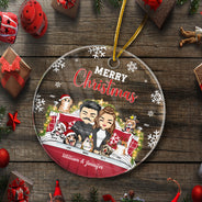 You & Me And The Fur Babies - Christmas Gift For Dog & Cat Lovers - Personalized Custom Circle Acrylic Ornament